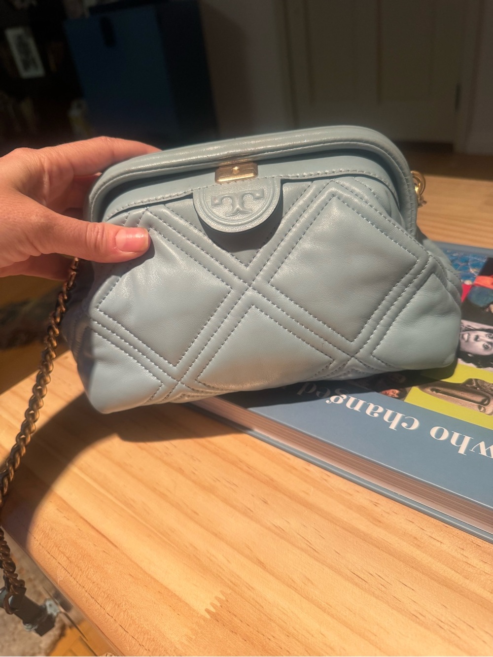 Light Blue Quilted Crossbody Bag